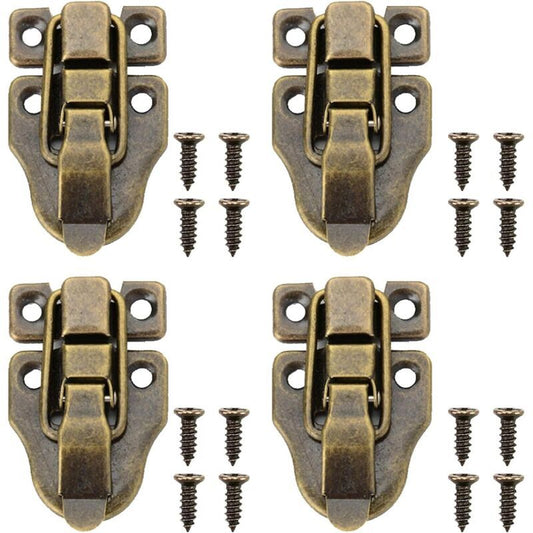 4, Wooden Cases, Suitcases with Screws Trunk and Chest Closures Piece Set of Retro Box Latches Small Size Retro Box Latches for Jewelry Boxes