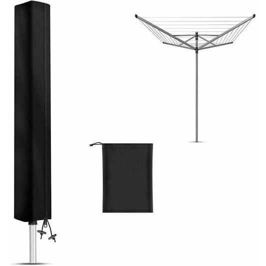 Waterproof Outdoor Rotary Clothesline Cover Black, 120D Oxford Fabric Protective Cover for Rotary Clothesline with Zipper, 160 X 15 X 15 cm, 15 cm