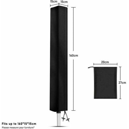 Waterproof Outdoor Rotary Clothesline Cover Black, 120D Oxford Fabric Protective Cover for Rotary Clothesline with Zipper, 160 X 15 X 15 cm, 15 cm