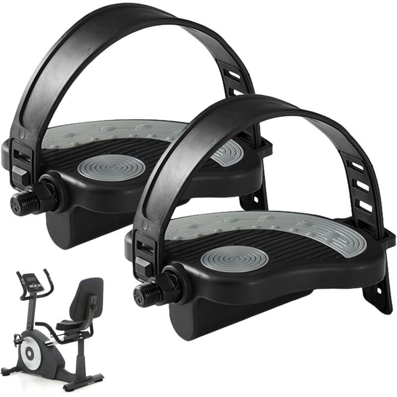 2 Pcs Exercise Bike Pedals Under Desk Bike Pedals, 9 and 16 Stationary Bike Pedals for Exercise Bike Dynamometer Spinning Indoor Pedals
