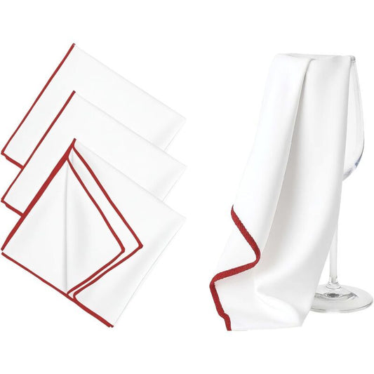 3 Pcs Microfiber Polishing Cloths for Glass Red White and, Anti-Lint Free, Hotel Kitchen, Tumblers Streak Cloth Bar Cleaning