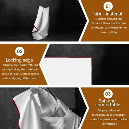 3 Pcs Microfiber Polishing Cloths for Glass Red White and, Anti-Lint Free, Hotel Kitchen, Tumblers Streak Cloth Bar Cleaning