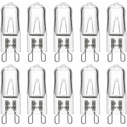 10 Pcs Bulb Halogen G9 40W 230V, 480LM 2900K Warm Dimmable White, Wall Lights Landscape Lamps, G9 Capsule Bulbs Cabinet Lighting for Chandeliers
