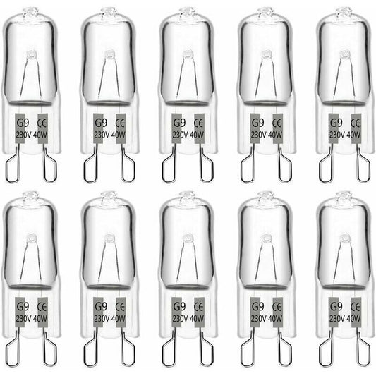 10 Pcs Bulb Halogen G9 40W 230V, 480LM 2900K Warm Dimmable White, Wall Lights Landscape Lamps, G9 Capsule Bulbs Cabinet Lighting for Chandeliers