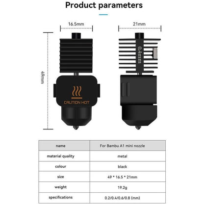 Bambu Lab A1 and A1 Mini Kit Hotend Amovible Assemblage Quick Compatible with Imprimante 3D, 0, 2 and 0, 4 and 0, 6 and 0, 8 mm