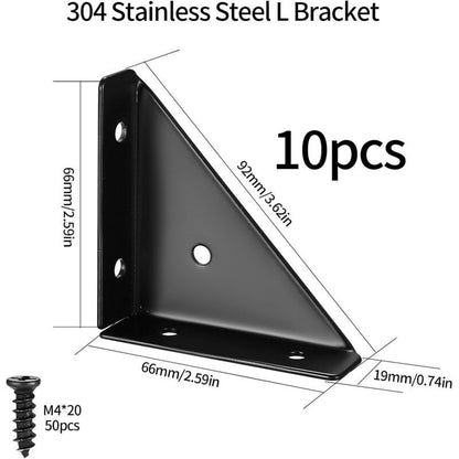 10 Pcs of Angles in Metal Wood Black Tables, Cabinets Mounting Angle Connector of Angle Corner Metallique 90 Degrees
