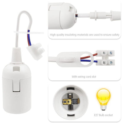 PCS Douille of Lamp E27 Holder of Bulb E27 Renovation of Batiment with Cable of Chantier 4A 250V Base of Light of Suspension Max.60W, White