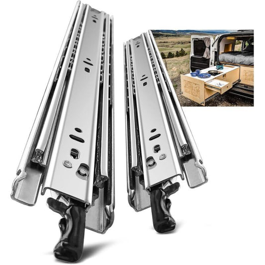 Two heavy-duty drawer slides for sturdy drawers, 51mm wide and 20 inches long, with a standard width of 500mm.