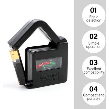 BT860 Digital Battery Tester, 9V, C D, AAA Eco, Friendly Compatible with AA and Button Batteries Works Without Battery Precise Analog Display