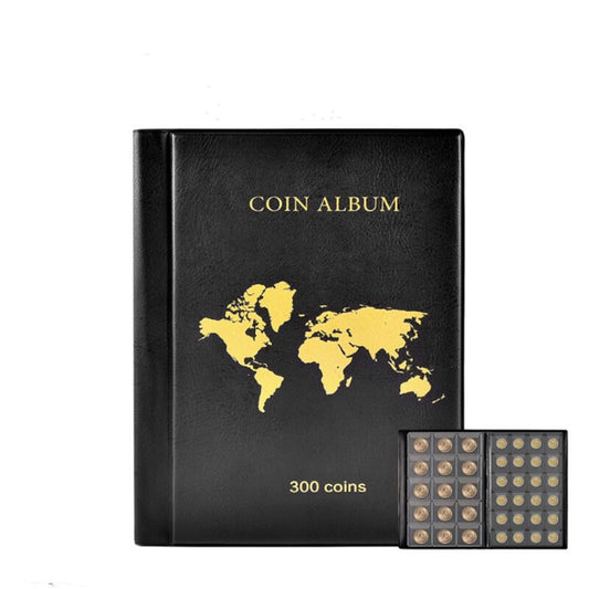 Coin Collection Album and, Tokens Badges, 300 Pockets Coin Binder Storage for Coins, 4.5x4.5 cm, 3.1x3.1 cm, 5 cm, 1 cm