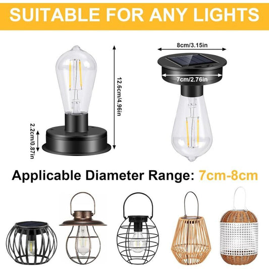 2 Pcs Bulb Outdoor Solar Outdoor Garden Solar Lamp Spare with Bulb Led Glossy Solar Lantern Cover of Spare for of Garden Outdoor Pendant