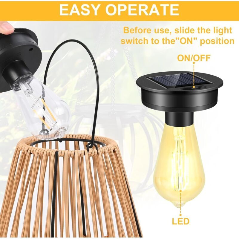 2 Pcs Bulb Outdoor Solar Outdoor Garden Solar Lamp Spare with Bulb Led Glossy Solar Lantern Cover of Spare for of Garden Outdoor Pendant
