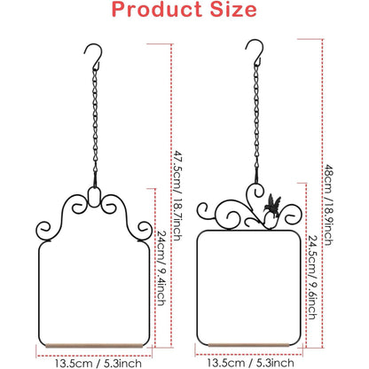 2 Pack Black Hummingbird Swings and Perches, Metal Frame Wild Bird Swing With Wooden Dowel and Hanging Chains for Indoor Outdoor