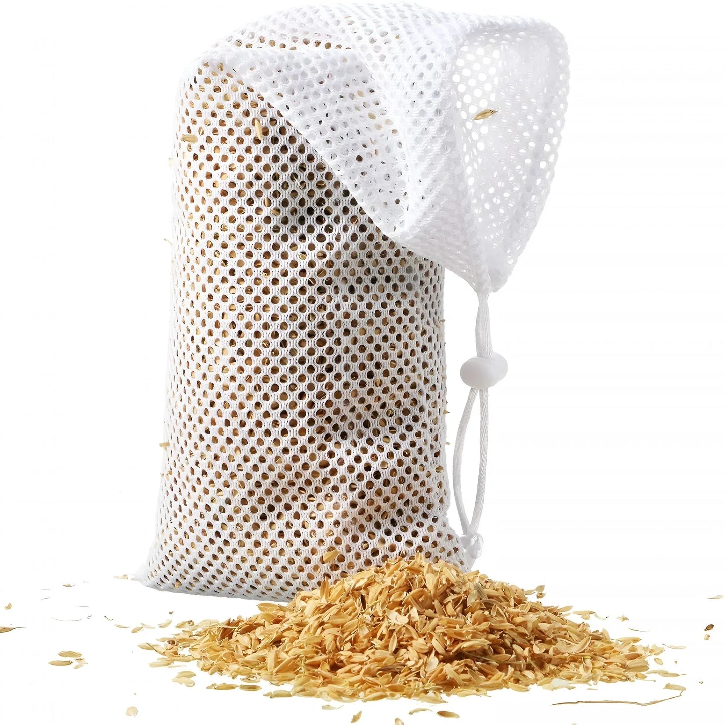 6 Pieces White Finch Sock Feeders, Thistle Seed Hanging Bird Feeder Bags for Outdoor Garden Yard Wild Birds, 4.7 x 11 in