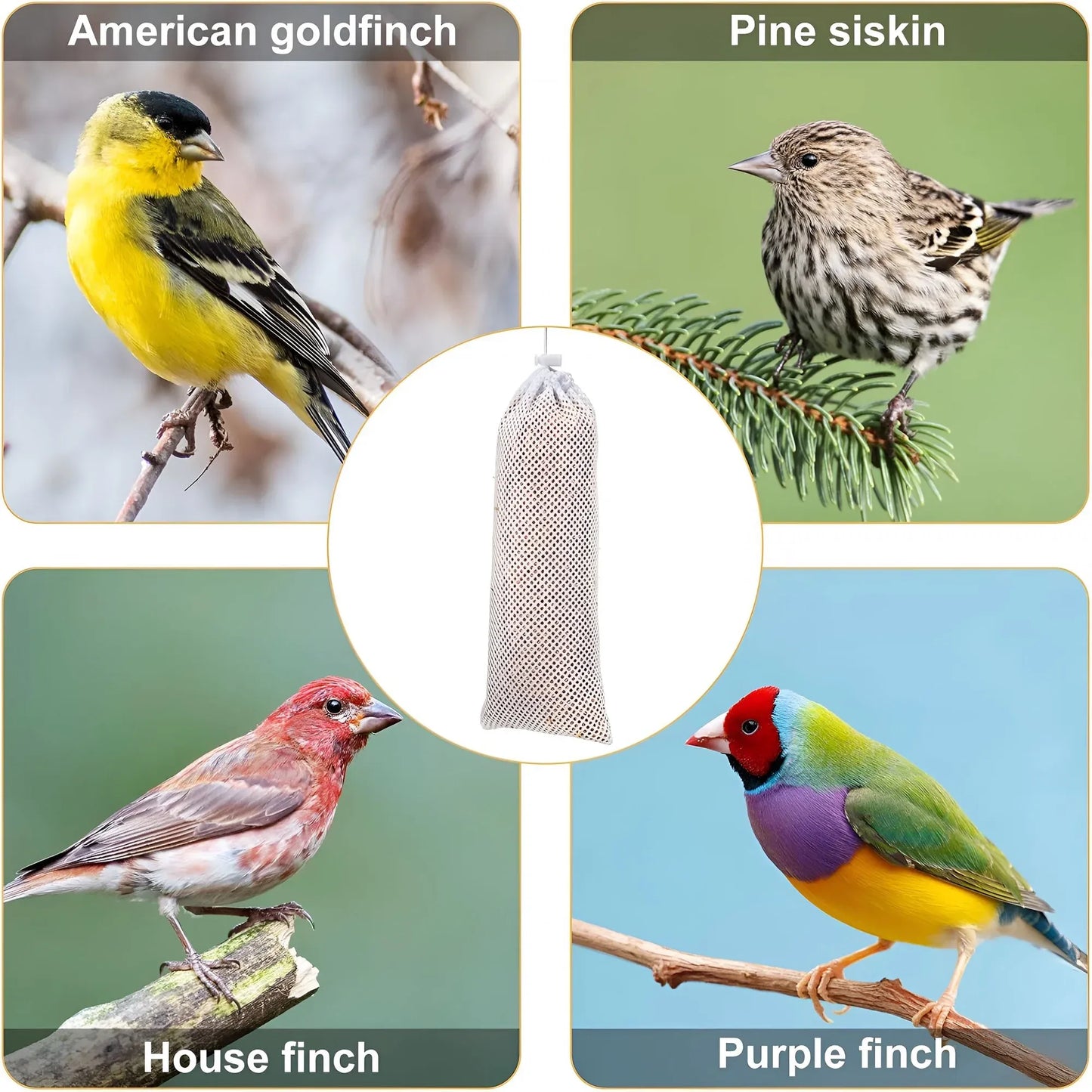 6 Pieces White Finch Sock Feeders, Thistle Seed Hanging Bird Feeder Bags for Outdoor Garden Yard Wild Birds, 4.7 x 11 in
