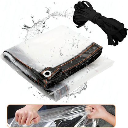 Waterproof Clear PVC Tarpaulin Overlay Panel Roof with Eyelets and Rope 2 x 3m