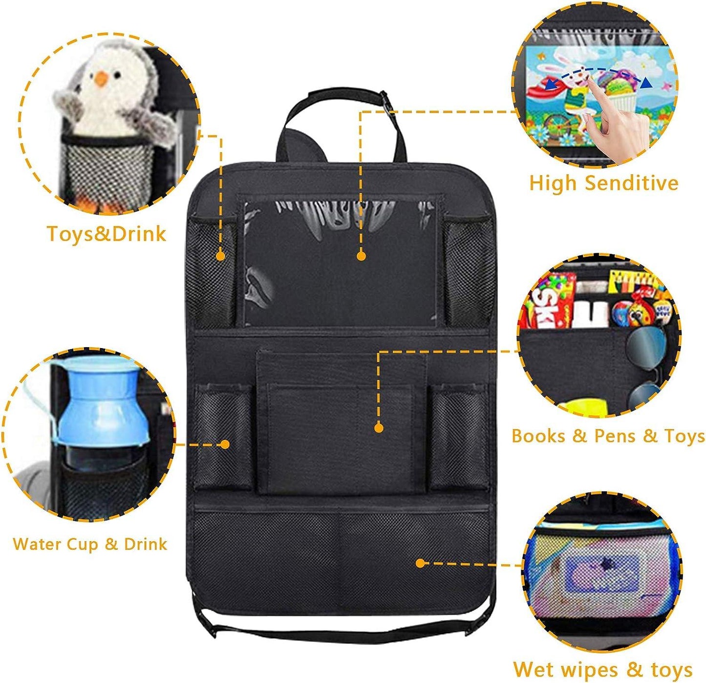 2-PACK Universal car back seat mobile/tablet multiple holders Black Black Black
