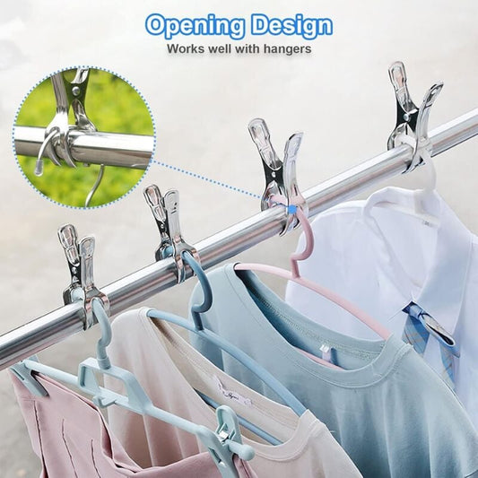 10-pack Large Stainless Steel Clothes Pegs, Heavy Duty Giant Clothes Pegs for Sunbeds, Pool Covers