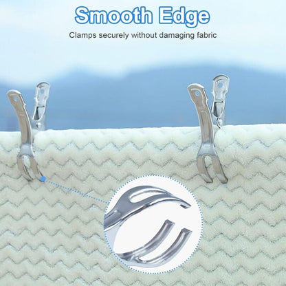 10-pack Large Stainless Steel Clothes Pegs, Heavy Duty Giant Clothes Pegs for Sunbeds, Pool Covers