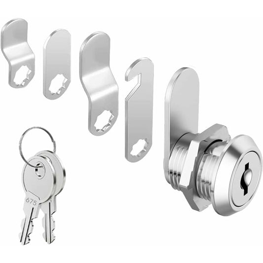 16mm Cylinder Security Lock for Mailbox with 5 Different Lock Plates and 2 Keys, Cabinet Lock, Cupboard, Toolbox, File Cabinet