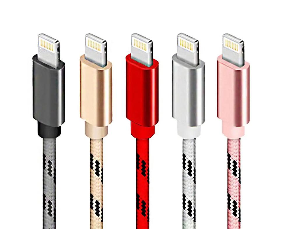 5-pack 2m Braided Lightning Cables, Compatible with iPhone 11 13 14, Charging and Data Cable