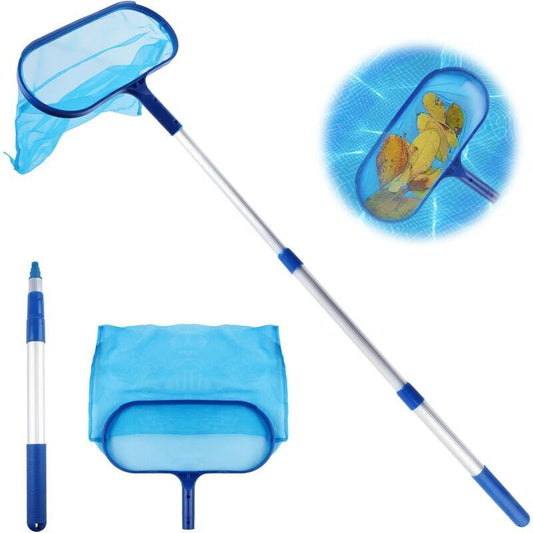 Pool Leaf Skimmer with Telescopic Handle, Fine Mesh Net, Pool Cleaning Tool