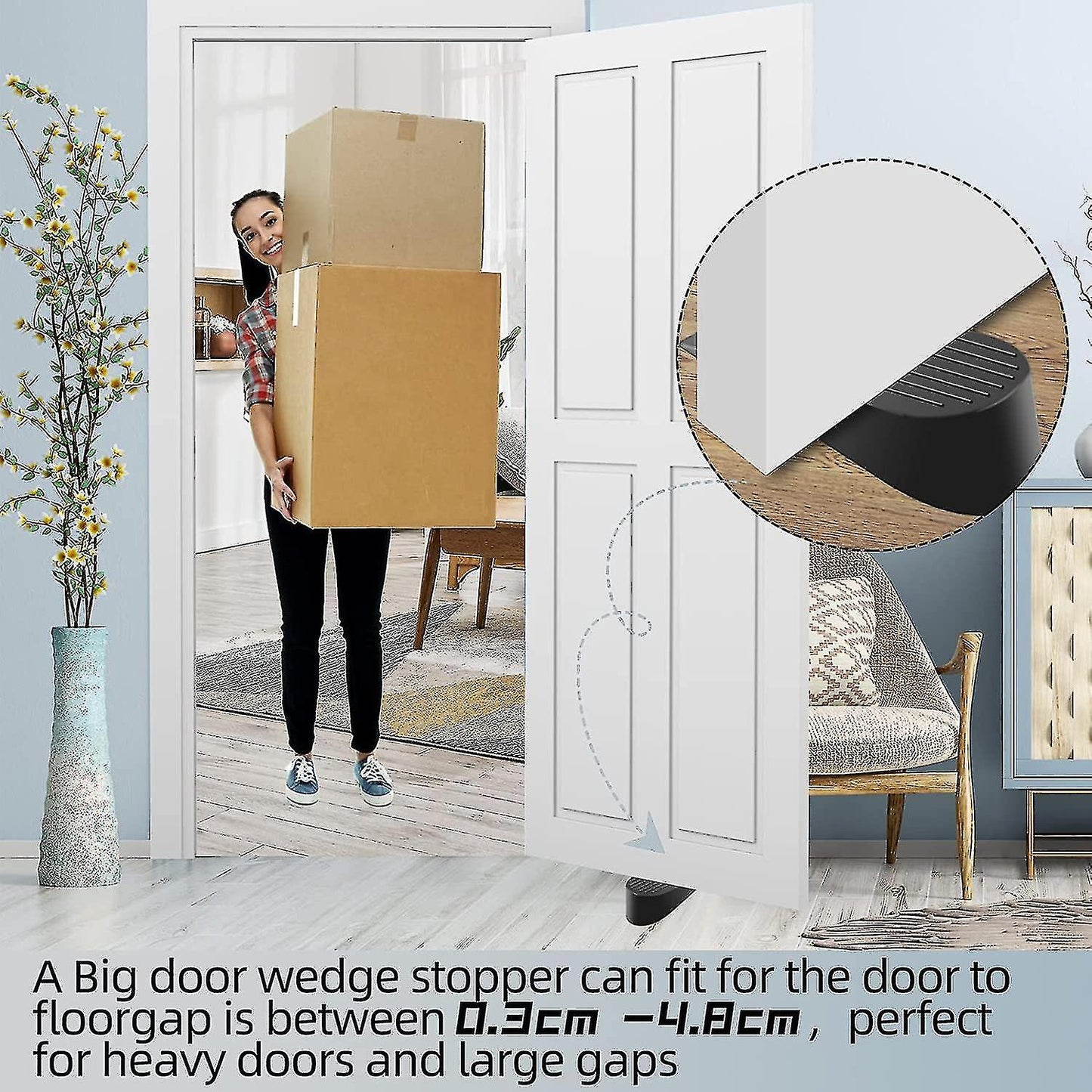 Door Stop, Extra Large Rubber Door Wedges Heavy Duty Black Door Stops Wedge