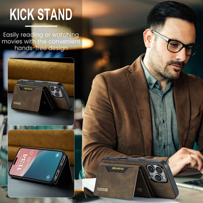 High-quality magnetic iPhone case with card pocket, magnetic split mobile phone case Combination-Coffee Combination-Coffee Combination-Coffee IP16 Pro