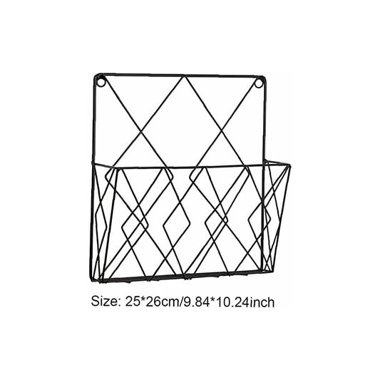 Black Metal Wire Magazine Rack for Wall - Storage Shelf for Office, Living Room, Bedroom - Compatible with Newspapers, Books and Files