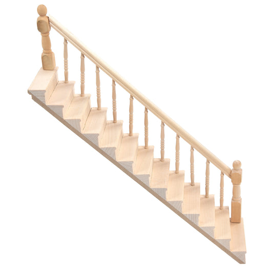 Dollhouse Stairs Smooth Rounded Corners Birch Material DIY Vivid Cute 1/12 Scale Miniature Staircase for Crafts