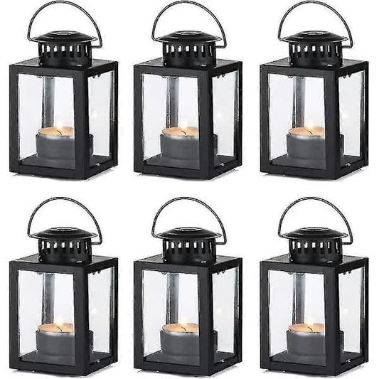 pcs - Black lanterns for candles, garden lanterns, hanging small lanterns in vintage style for tea lights, black candle lanterns for indoor use