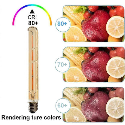 5-pack T225 Long Tube Bulbs, LED Edison Filament, 4W E27 Socket Warm White, Yellow Glass for Decorative Light Bulb, AC 220-240V—yux