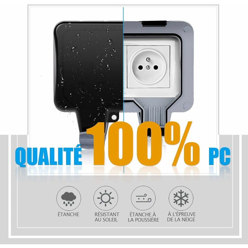 Waterproof Socket Double Outdoor Power Socket IP66 Waterproof Wall Socket 16A