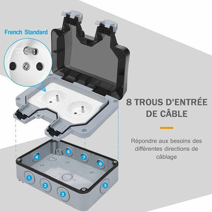 Waterproof Socket Double Outdoor Power Socket IP66 Waterproof Wall Socket 16A