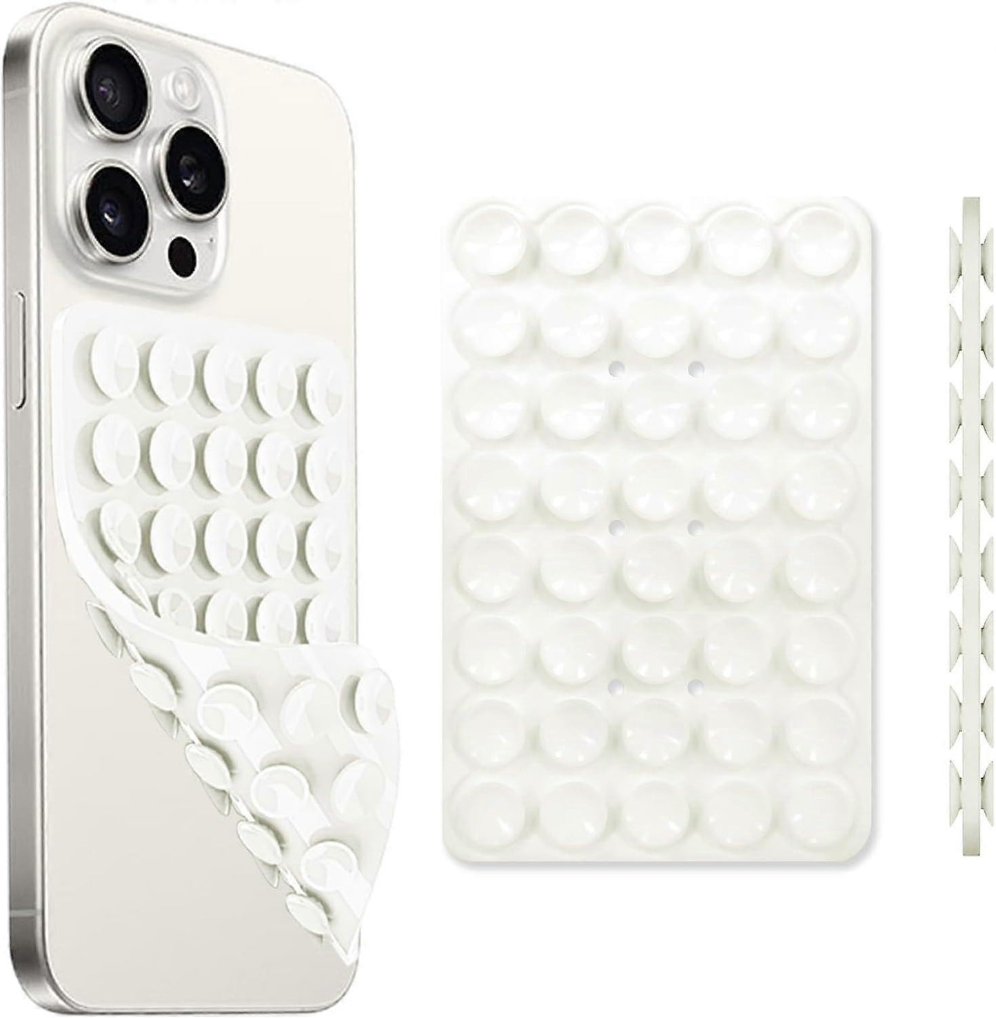 New Silicone Suction Cup Phone Case Mount Double Sided, Phone Accessory Handsfree Strong Grip Holder for Selfies and Videos White