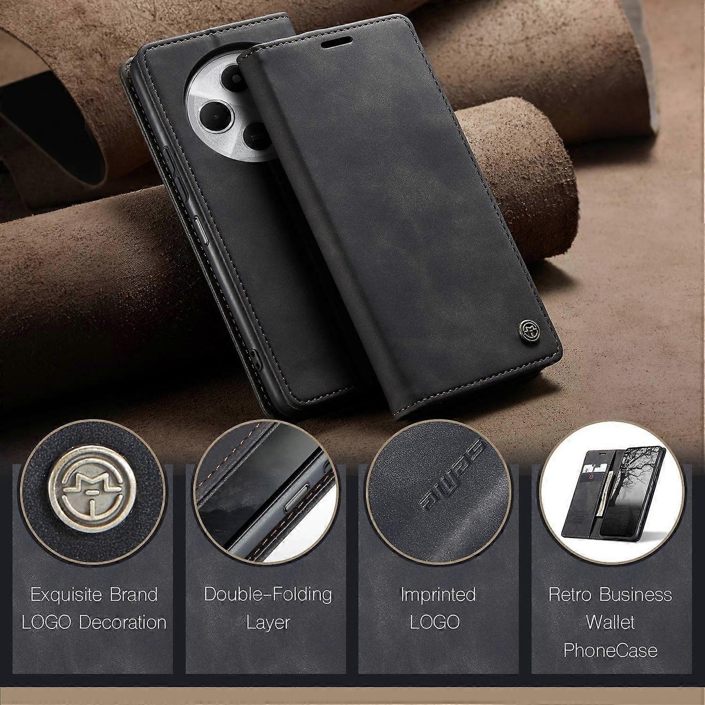 For Xiaomi Redmi 14C 4G Case CASEME 013 Series Card Holder Stand Leather Phone Case Multicolor Multicolor Multicolor Style B