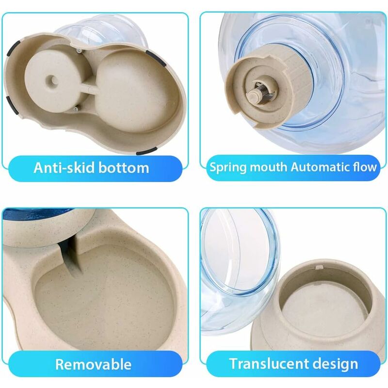 Automatic Pet Food and Water Dispenser, Automatic Water Fountain, Automatic Drinking and Feeding Bowl for Cat/Dog/Pet 3.8L x 2pcs