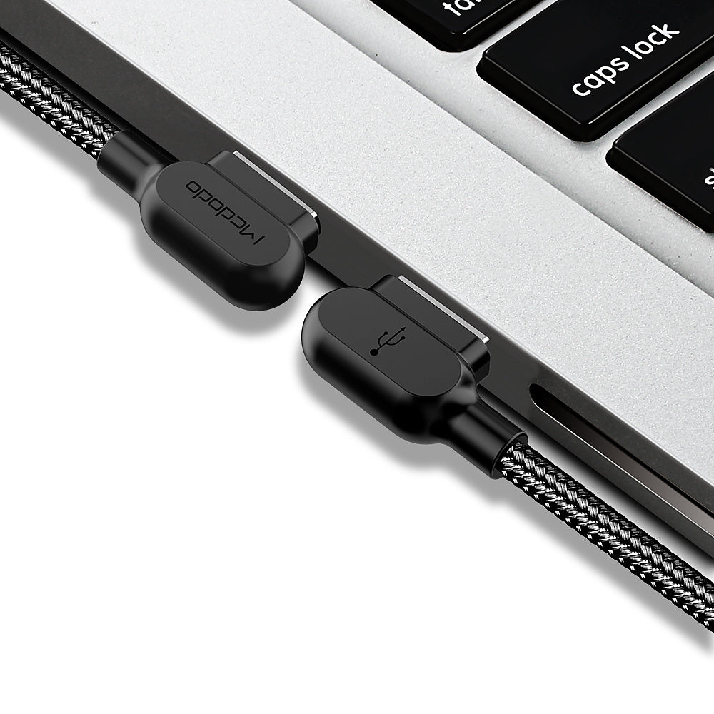 McDodo CA-4673 Angled Lightning cable, LED, 2A, 1.8m, black_max 20
