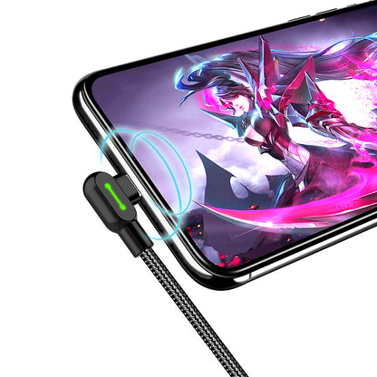 McDodo CA-4673 Angled Lightning cable, LED, 2A, 1.8m, black_max 20