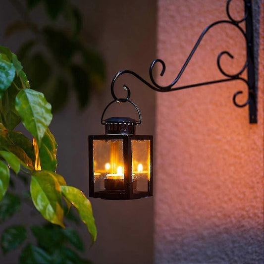 Lanterns for candles, garden lanterns, hanging small lanterns in vintage style for tea lights, Blue Light Tea Light Holder for Indoor and Outdoor, 2 pcs, black 2pcs Black