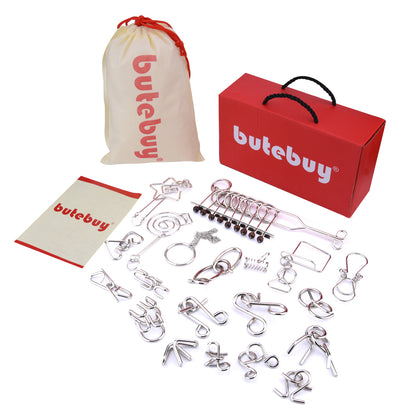 20-pack Metal Wire Puzzle Set IQ Puzzle Brain Training Toys Wire Puzzle