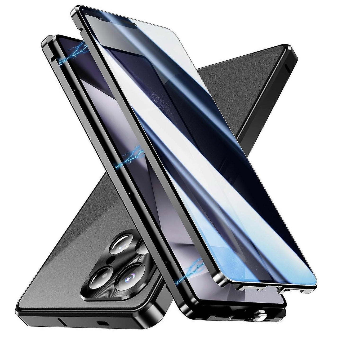 Compatible with Samsung Galaxy S25 Ultra Case Anti-Spy Double-Sided Tempered Glass Magnetic Phone Case - WELLNGS Black_yux Black