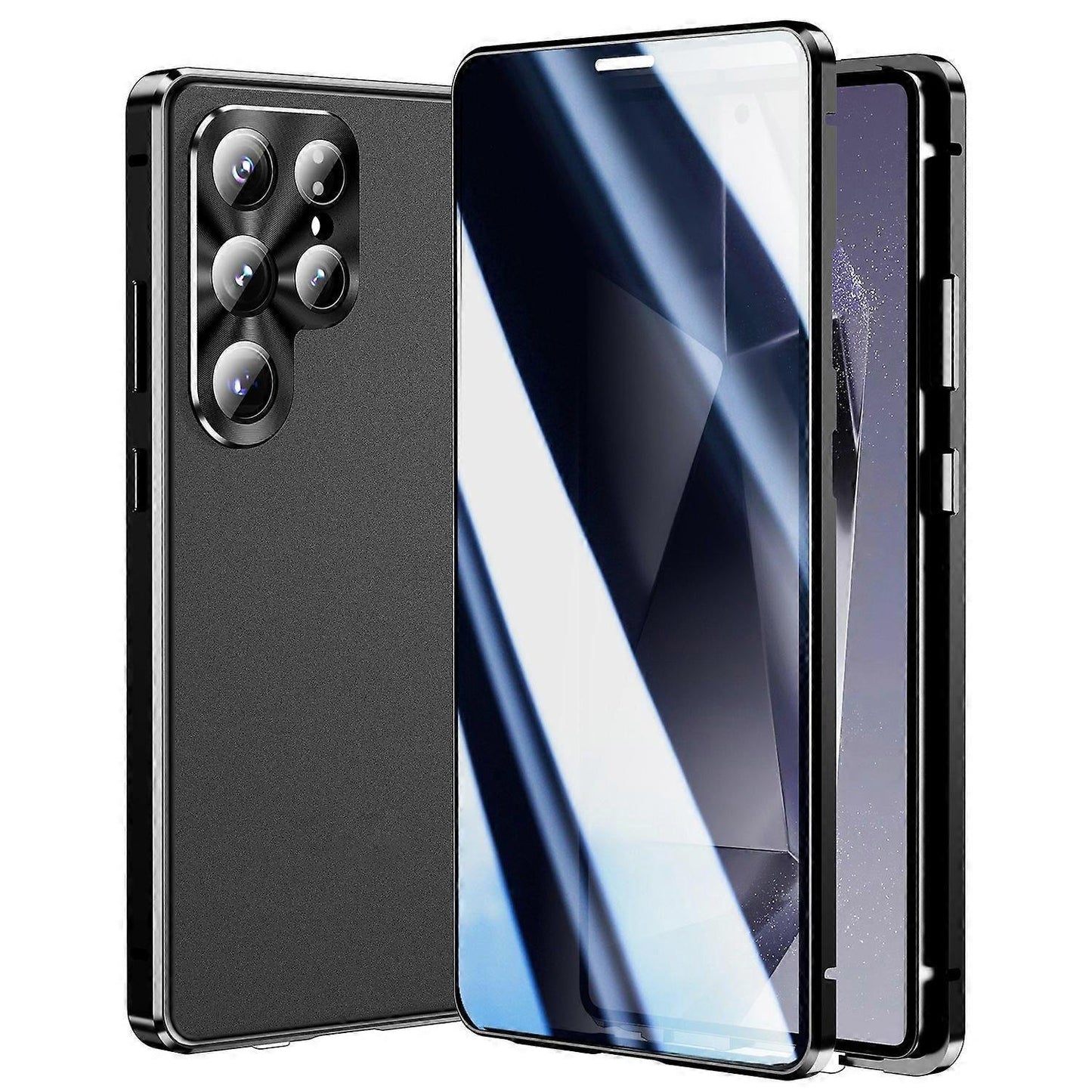 Compatible with Samsung Galaxy S25 Ultra Case Anti-Spy Double-Sided Tempered Glass Magnetic Phone Case - WELLNGS Black_yux Black