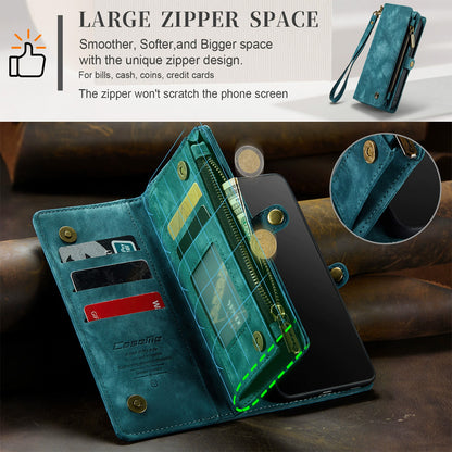 Detachable 2-in-1 Wallet Case for iPhone16, Samsung with Card Holder, Retro Premium Flip Leather Case Magnetic Zipper Pocket Mobile Phone Case Dark Pink iPhone16 Plus