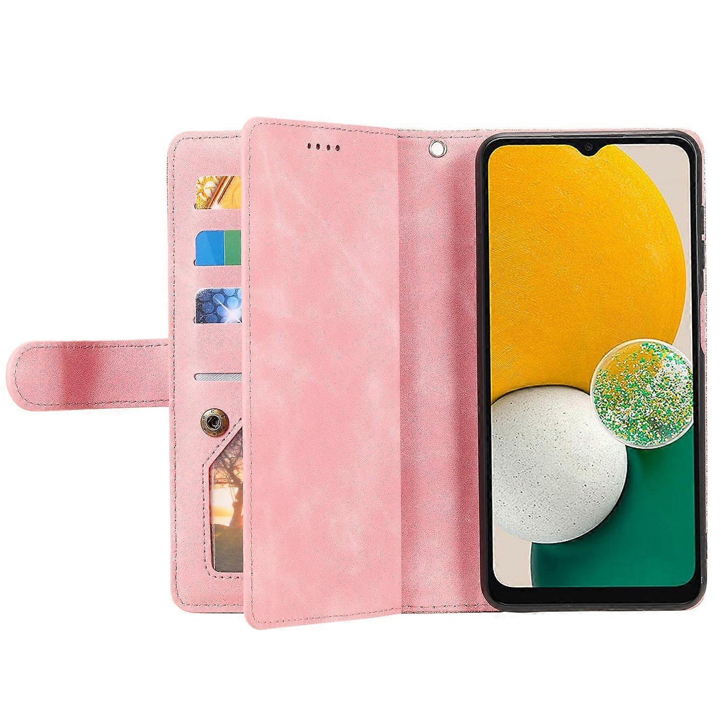 Compatible with Samsung Galaxy S25 Case PU Leather Phone Case with Zipper Wallet 9 Card Slots_yux