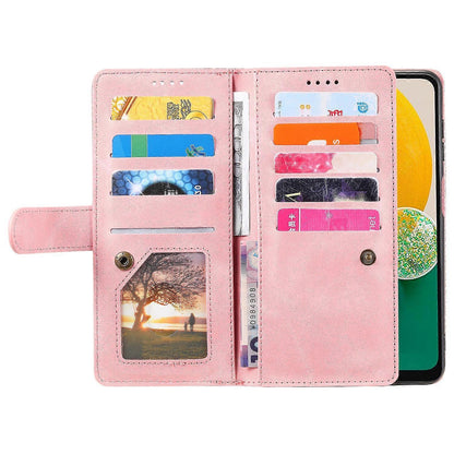 Compatible with Samsung Galaxy S25 Case PU Leather Phone Case with Zipper Wallet 9 Card Slots_yux