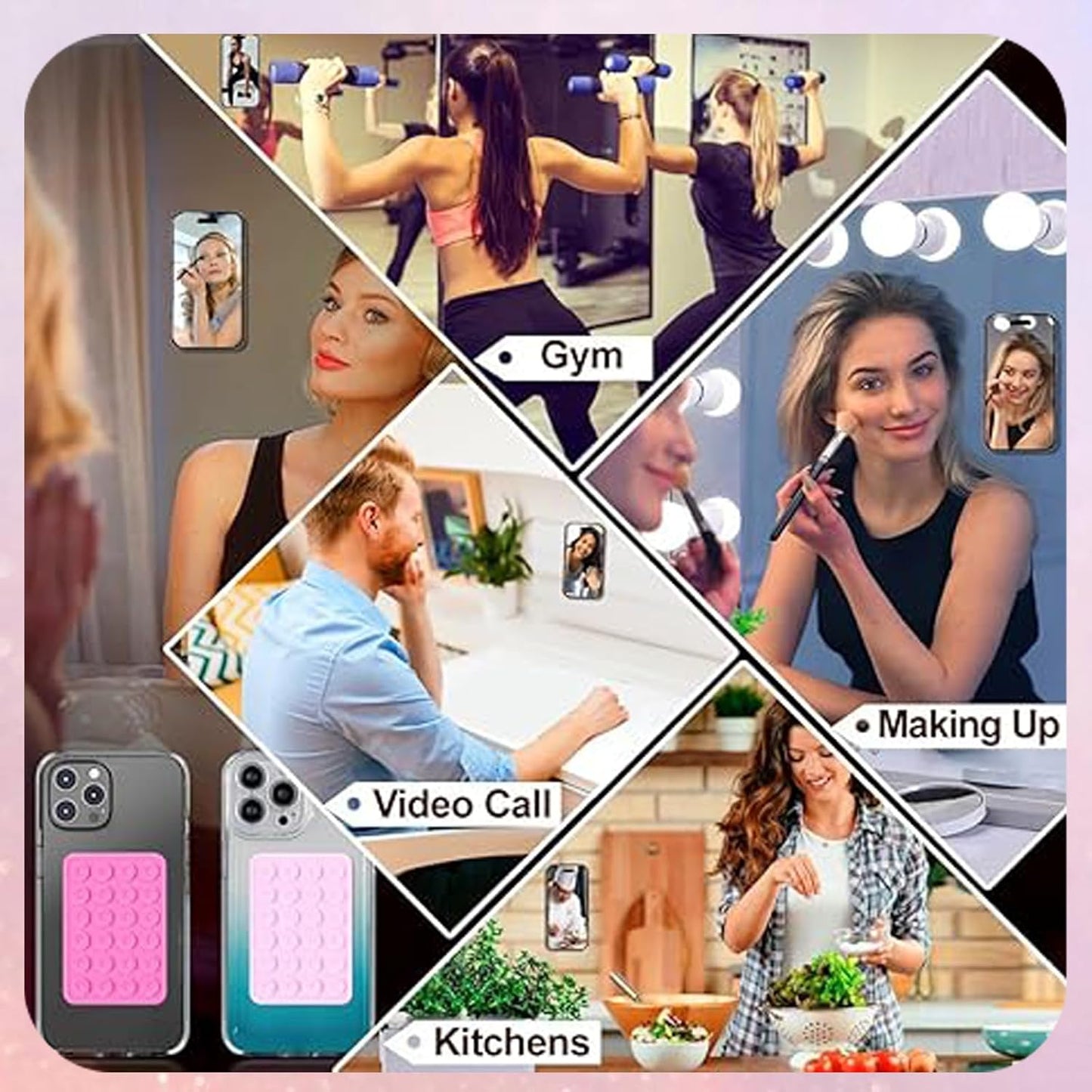 5pcs Silicone Suction Cup Phone Case Mount, Silicone Phone Suction Cup Plate, Non-Slip Suction Cup Phone Mount, Sticky Phone Case for Walls_yux