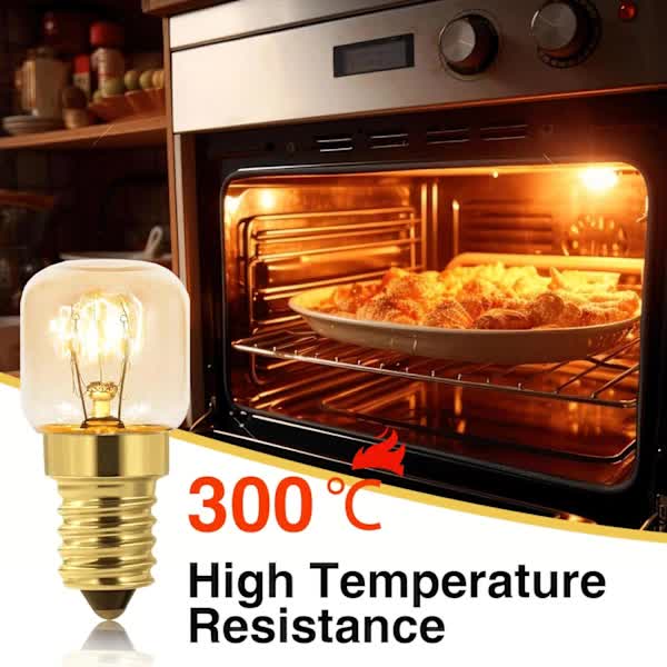 10-pack Dimmable E14 Oven Light Bulb, Edison E14 T22, Withstands up to 300 degrees, 2700K Warm White, 160LM, AC 220V