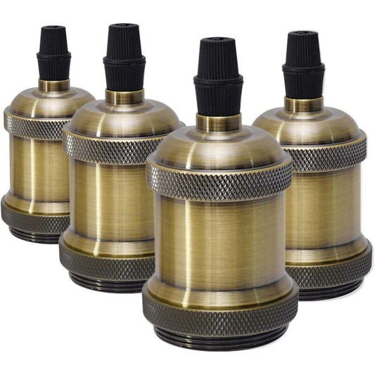 E27 Vintage Lamp Holder, Incandescent Bulb Socket, Ceramic Lamp Holder Adapter for Decorating Bars, Restaurants, Bedrooms, Courtyards 4 Pieces Bronze Socket