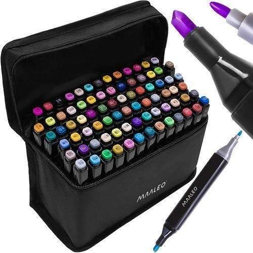 80-Pack Double-Sided MultiColor Marker Pens with Case